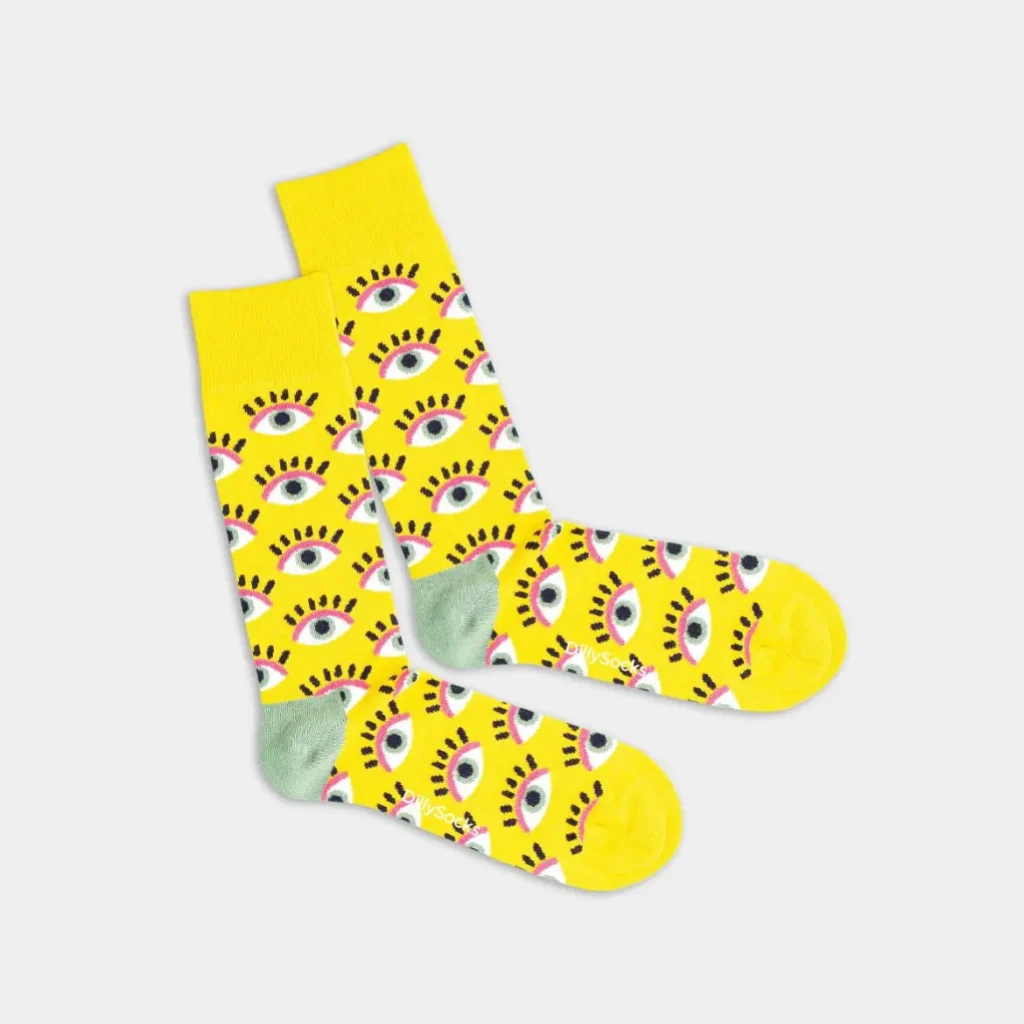 socken-gelb-augen-muster